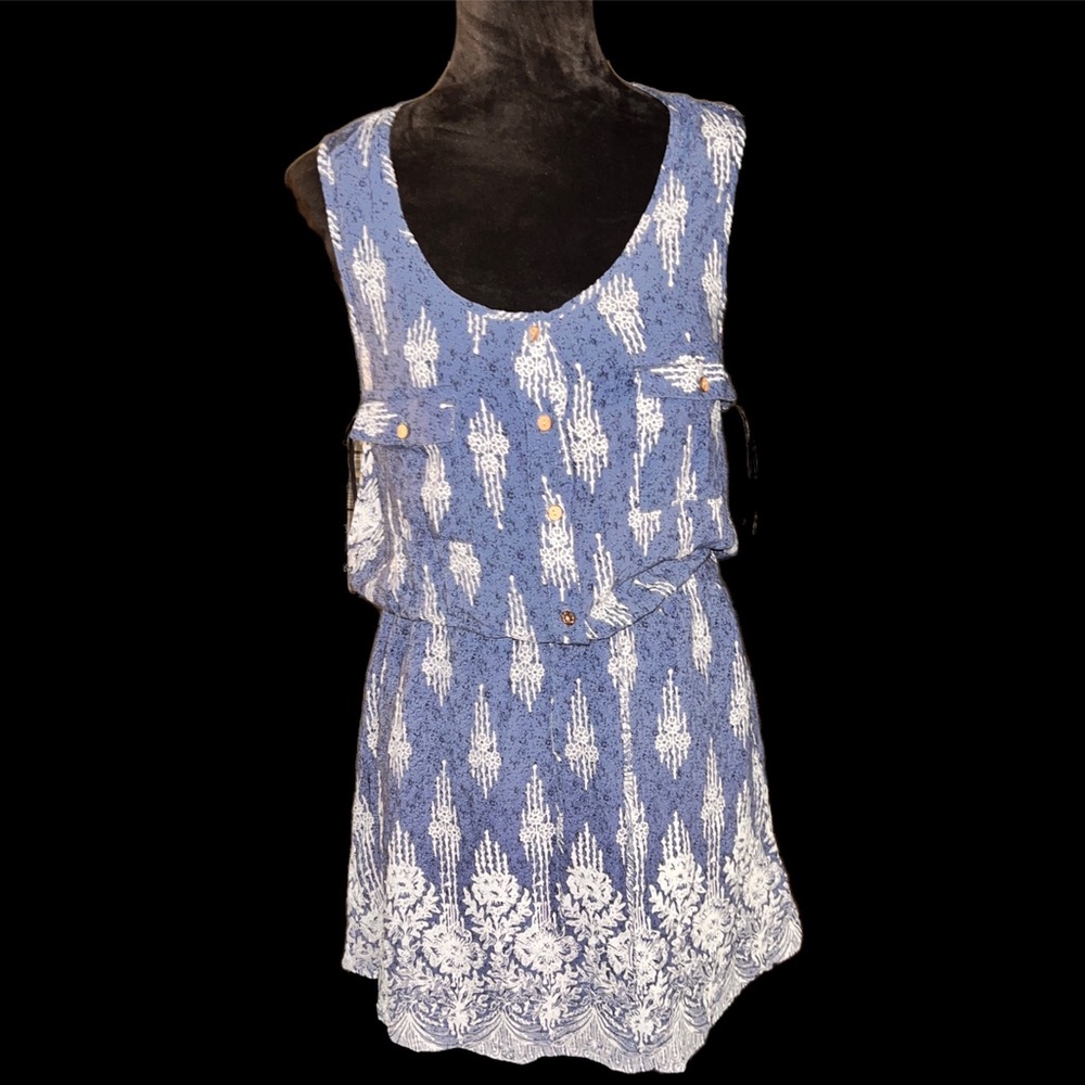 Beach by Exist - Tank Top Dress - (4)Button -Up Bust - Waist Drawstring Ties -